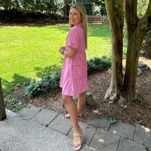 Pink denim dress